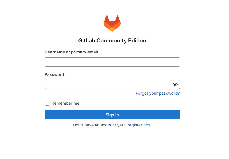 GitLab CE 설치 완료 후 웹 브라우저 초기 접속 화면